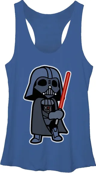 Women's Star Wars Darth Vader Cartoon Racerback Tank Top - Royal Blue Heather - Small