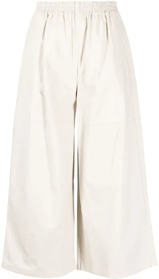 Leather Cropped Wide Trousers