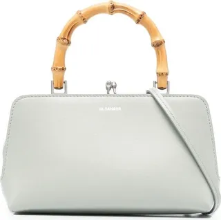Bamboo-Handle Leather Tote Bag