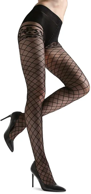 Scroll Sheer Fishnet Tights