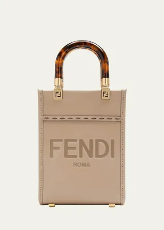 Sunshine Mini Calfskin Logo Shopper Tote Bag