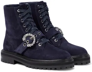 Cora embellished suede combat boots