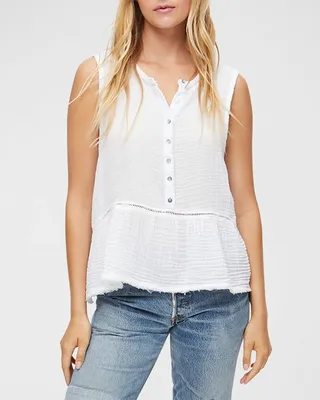 Giorgia Cotton Gauze Peplum Tank Top