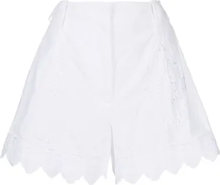 Embroidered-Trim Cotton Shorts