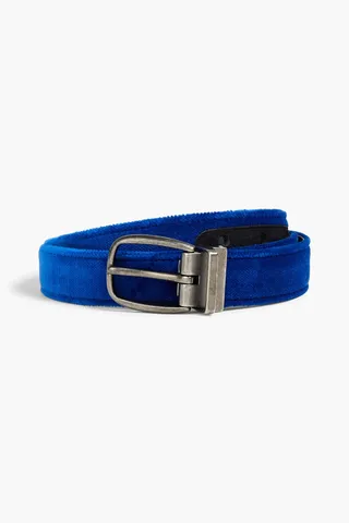 Suede-trimmed velvet belt
