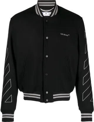 OFF-WHITE- Diagonal Outline Wool Bomber Jacket