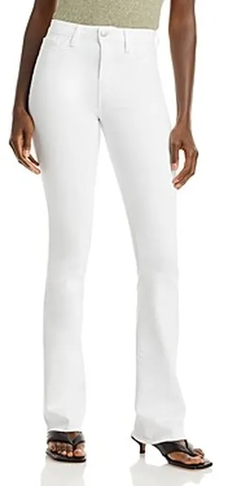 L'Agence Selma Cotton Stretch High Rise Bootcut Jeans in Blanc