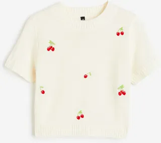 Embroidered Knit Top