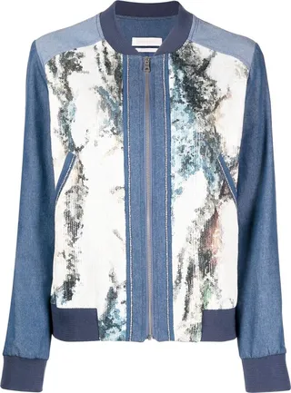 Graphic-Print Bomber Jacker