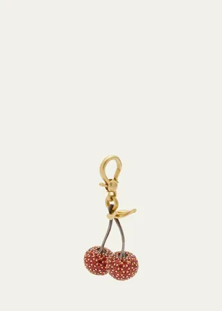 Yellow Gold Cherry Charm with Red and Yellow Sapphires