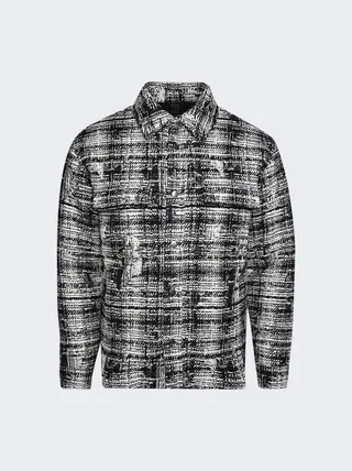 Tweed Padded Overshirt Black and White