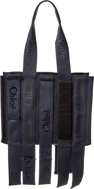 Chloé Woody Medium Canvas & Leather Tote