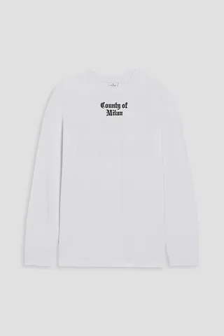 Appliquéd printed cotton T-shirt