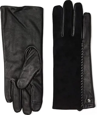 LAUREN Ralph Lauren Leather and Suede Touch Gloves (Black) Liner Gloves