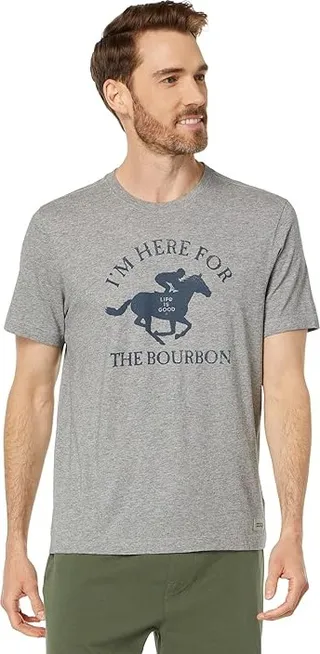 Life is Good Horse Bourbon Short Sleeve Crusher-Lite Tee (Heather Gray) Men's T Shirt