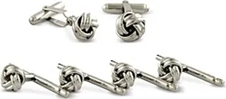 David Donahue Silver Plated Knot Shirt Stud & Cufflinks Set