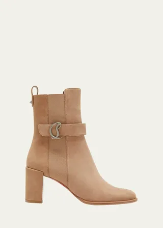 CL-Buckle Red Sole Leather Booties
