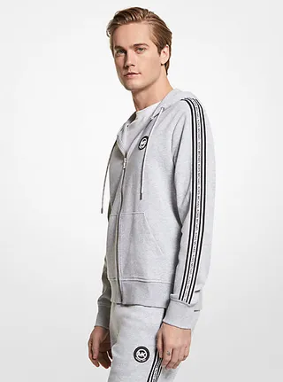 Logo Tape Cotton Blend Zip-Up Hoodie