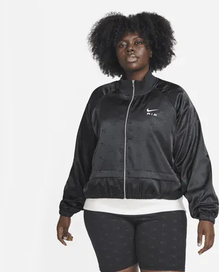 Nike Women's Air Full-Zip Satin Jacket (Plus Size) in Black