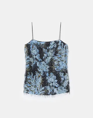 Floral Frost Toile Viscose Fringed Camisole