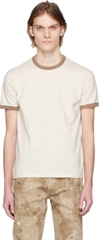 John Elliott Off-White Washed Ringer T-Shirt