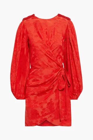 Liricas Del Momento bead-embellished jacquard mini wrap dress