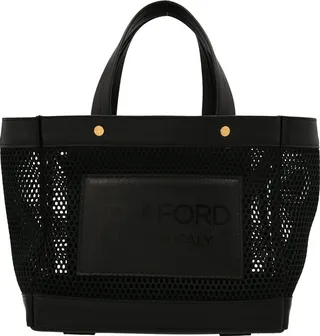 Logo Leather Mesh Shopping Bag