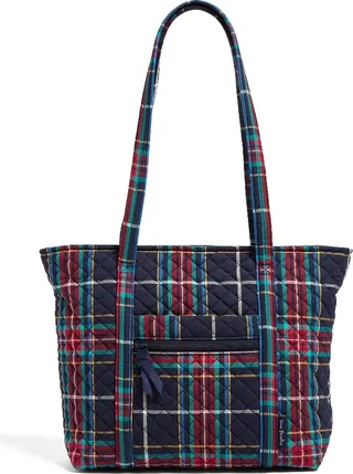 Vera Bradley Women's Recycled Cotton Small Vera Tote Bag Tartan Plaid