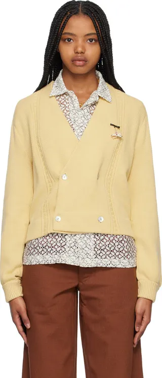 Bode Yellow Double-Breasted Cardigan