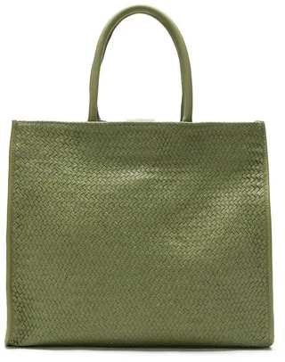 Leather Woven Tote Bag