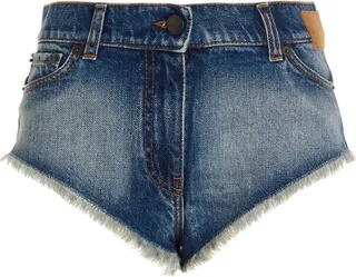 Palm Angels Frayed Edge Denim Shorts