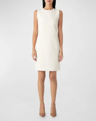 Sleeveless Raw-Edge Textured Tweed Dress