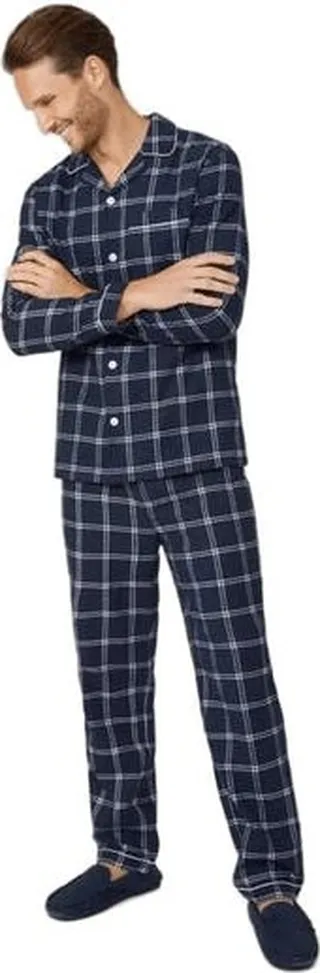 Debenhams Mens Windowpane Check Woven Pajama Set - Navy