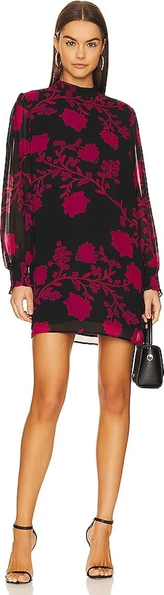 Volume Sleeve Mock Neck Dress