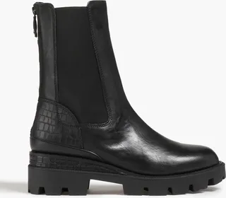 Genia smooth and croc-effect leather Chelsea boots