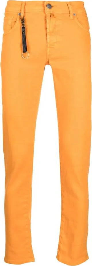 Mid-Rise Slim-Fit Cotton Trousers