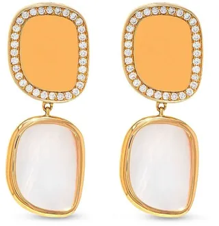 18kt rose gold Black Jade Amphibole diamond and mother of pearl earrings
