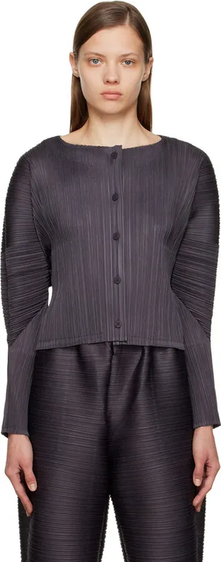 Pleats Please Issey Miyake Gray Monthly Colors October Cardigan