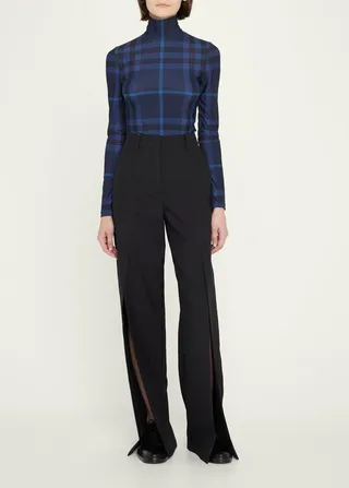 Emery Check Printed Turtleneck