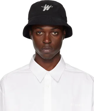 We11done Black WD One Logo Bucket Hat