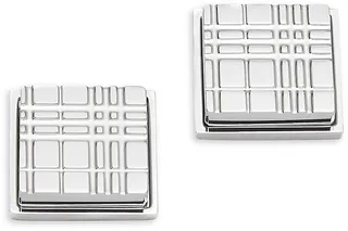 Square Engraved Plaid Cuff Links