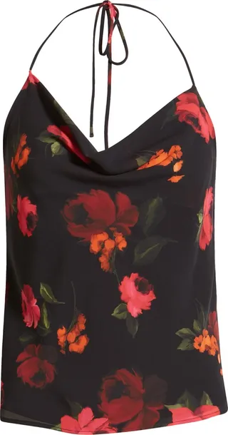 Rose Print Cowl Neck Camisole