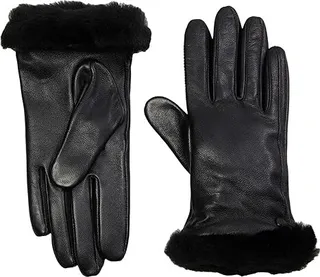 UGG Classic Leather Shorty Tech Gloves (Black) Extreme Cold Weather Gloves