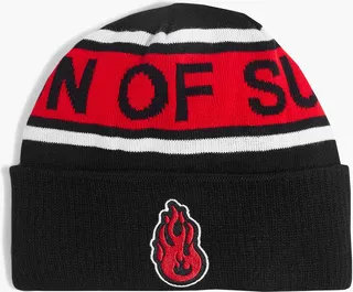 Appliquéd jacquard-knit beanie