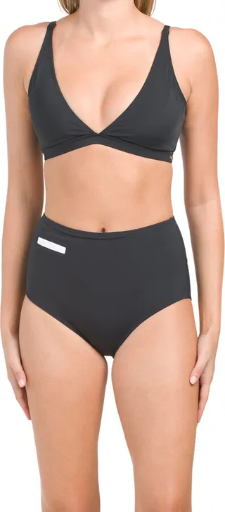 Solids Black Triangle Bikini Top And Bottom Collection