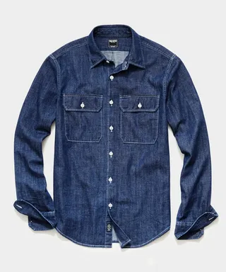 Two Pocket Utility Long Sleeve Shirt in Denim