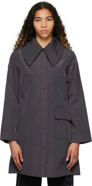 GANNI Black Printed Coat