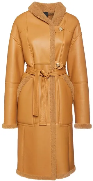Belted leather coat