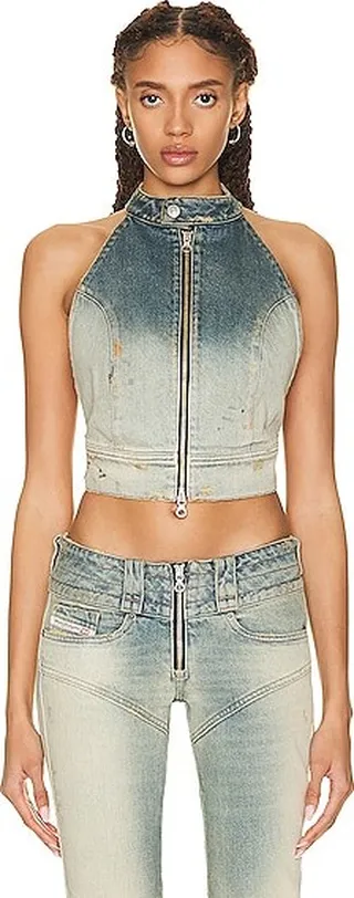 Diesel Denim Halter Top in Blue