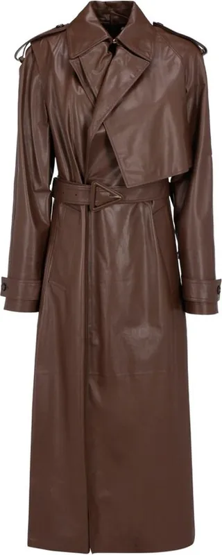 Bottega Veneta Belted Leather Trench Coat